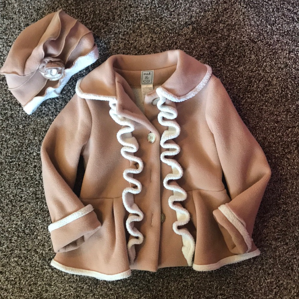 Little girls fleece peacoat and hat